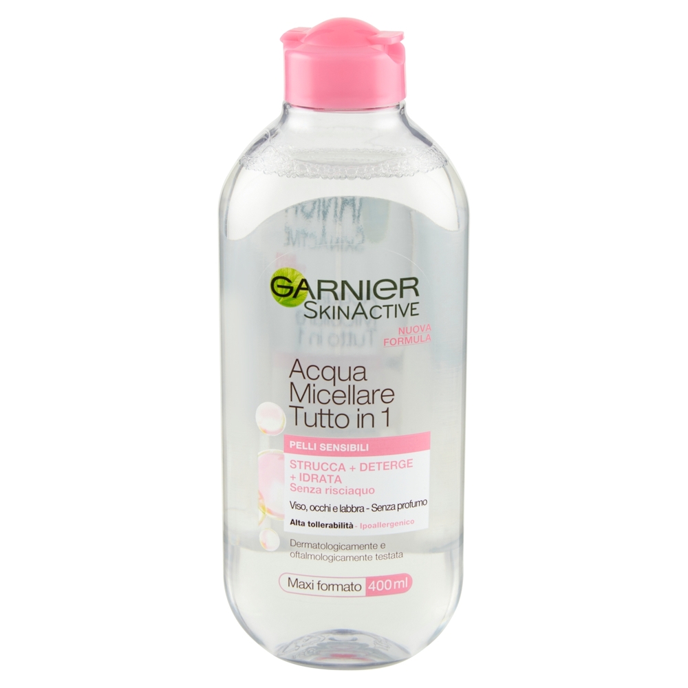 Garnier Acqua Micellare Tutto in 1 Struccante viso, occhi e labbra per pelli sensibili, 400 ml